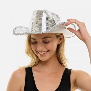 Sombrero de Vaquera Plateado con Lentejuelas, Sombrero de Vaquero con Espejos para <span class=keywords><strong>Discoteca</strong></span>, Festival, Cosplay - Product Image 2