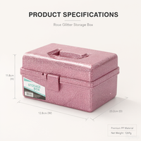 3 niveaux 1. Boîte de rangement pour médicaments en plastique PP avec plateau amovible, rose pailleté, pour la maison, trousse de premiers soins, boîte à pilules