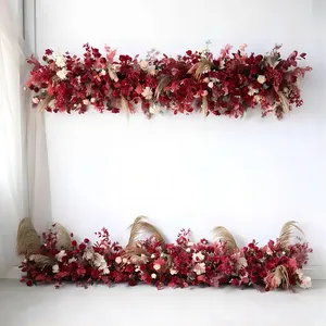 Flores de Pampas naturales secas de rosas rojas para bodas Accesorios para eventos Despedida de soltera-Alquiler de decoración de bodas