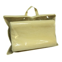 Emballage personnalisé en plastique PE non tissé Texpack pour oreiller, sac de rangement pour oreiller bleu marine avec poche pour facture et poignées en corde