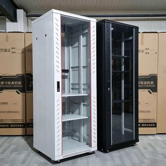 Professional 19 Inch Custom Network Cabinet 42U Toughened Glass Door 600x800mm Stock for Office Server Room Cold-rolled Steel
