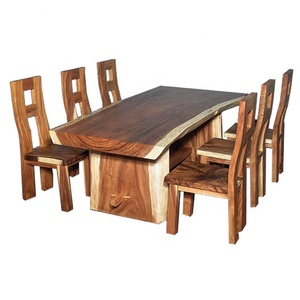 Outdoor <b>Dining</b> <b>Table</b> and Chair Set Solid <b>Wood</b> Long Top Thick Legs FLEGT Certified by Nisafurniture - Product Image 1