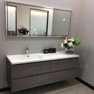 Meuble de salle de bain intelligent en chêne avec lavabo mural design nordique, combinaison lavabo pour se laver les mains et le visage, export - Product Image 2