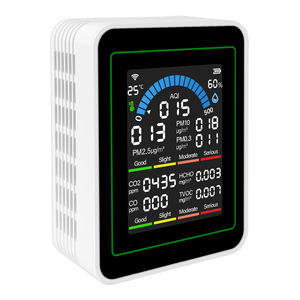 Monitor de Calidad del Aire Interior WIFI 10 en 1, TUYA, CO2, CO, TVOC, HCHO, PM2.5, PM10, Temperatura, AQI, con Pantalla LCD y USB para Hogar y Oficina - Product Image 2