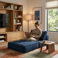 Canapé-lit modulaire carré en tissu écologique, compressible et emballable sous vide, idéal pour appartement, hôtel, villa, salon
