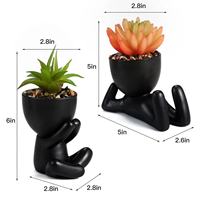 Ensemble de pots de fleurs en céramique grand format en forme humaine, best-seller - Jardinière moderne, mignonne et écologique pour plantes succulentes, pour jardin et intérieur/extérieur