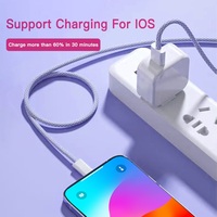 Câble de données USB-C PD tressé en nylon 1M 60W 3A pour iPhone 17 16 15 Pro, charge rapide, vente en gros