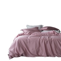 Parure de lit en soie douce, ensemble de literie de luxe couleur unie, housse de couette, drap housse
