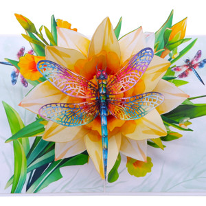 Décoration d'intérieur en papier découpé du Vietnam, meilleur prix, design personnalisé, carte pop-up 3D faite à la main, motif floral jonquille jaune, Thanksgiving - Product Image 1