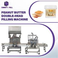 Mesin Pengisi Pasta Dua Kepala dengan Konveyor Belt Capper, Baja Anti Karat 316 Food Grade, untuk Madu, Selai Kacang, Botol Kaca, Semi-Otomatis