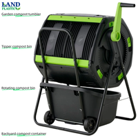 Retourneur de compost manuel à manivelle, conception d'aération haute efficacité, moderne, en PP, double compartiment, couleur personnalisable, équipement de jardinage