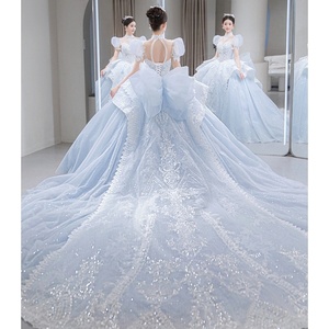 Abito da <span class=keywords><strong>sposa</strong></span> principale blu 2025 di alta qualità per le piccole spose moderno abito da ballo taglie forti ispirato alla principessa fuggitiva francese - Product Image 5