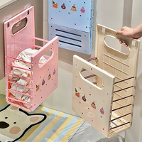 Panier à linge pliable en plastique avec poignée de transport, panier à linge sale pliable mural durable et peu encombrant