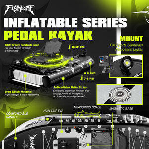 Kayak de Pesca Inflable Spatium CE con Casco Optimizado y Sistema de Pedales Suaves, de Rápida Progresión para Pesca en Aguas Abiertas - Product Image 4