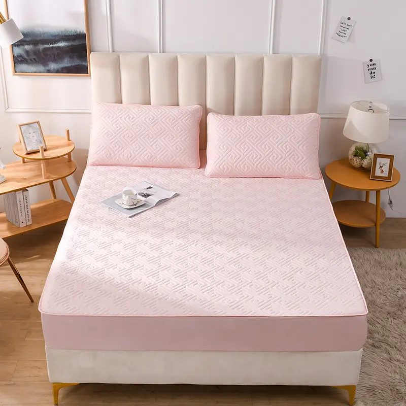 Yuchun Top Selling Sanded Quilted Bed Sheet Mattress Cover Hypoallergenic Cotton Terry Waterproof Mattress Pad