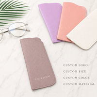 Étui à lunettes fin en cuir PU mat avec ouverture fixe pour café, bureau, lunettes de vue, logo personnalisé, taille sur mesure, vente en gros d'étuis à lunettes