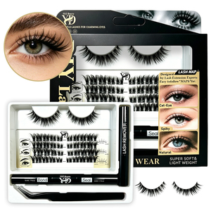 <span class=keywords><strong>Kit</strong></span> de <span class=keywords><strong>Cils</strong></span> en Grappes Naturels en Vrac, Faits Main, DIY, Effet Anime Féerique, 3D, Bande Fine et Souple, en Vison, Étiquette Privée, Vente en Gros - Product Image 1