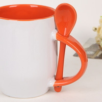 Céramique colorée de haute qualité de 11oz pour tasses avec cuillère Logo personnalisable pour retour à l'école tasses à café Sublimation vierge