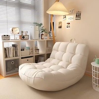 Canapé-lit modulaire moderne en tissu, fauteuil individuel au design rond, avec un confort doux et un revêtement non amovible