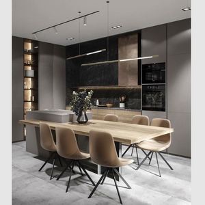 Muebles de Cocina Modernos, Aparador Multiusos, Puerta de Piedra Sinterizada, Estructura de WPC, Cocina Abierta, Cocina Prefabricada para el Hogar - Product Image 3