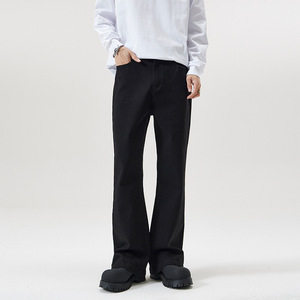 Custom Top Quality Cotton Black <b>Elastic</b> High <b>Waist</b> Women's Stitching Double Waistband Denim Pants Stretch Knit-trimmed <b>Jeans</b> - Product Image 2
