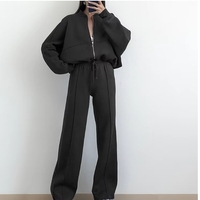 Ensemble de sweat-shirts décontractés pour femmes européennes et américaines, couleur unie, automne-hiver, style streetwear ample
