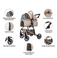 Voyage de marche en plein air facile à plier chats chiens Pet Landau chariot sac de haute qualité pliant de luxe roulant