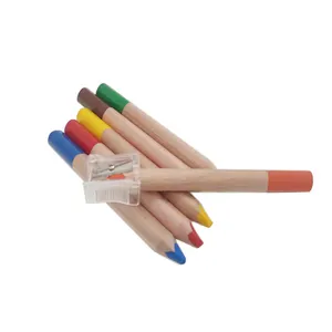 Marcador de óleo solúvel em água 3 em 1, óleo pastel, conjunto de lápis, cor de chumbo, 5 polegadas, 6 peças, lápis grande para crianças, preço de fábrica