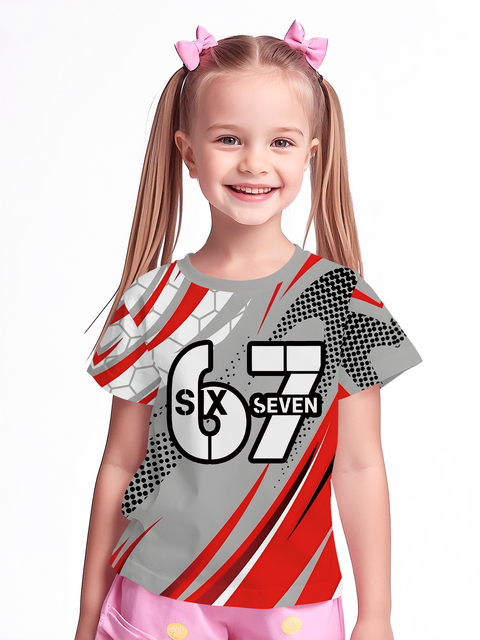 Summer 2026 New Girls' Fashion Trend Casual Comfortable High-quality Letter Printed Girls' Short Sleeved Round Neck T-shirt
