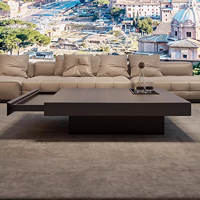 Table basse flottante en noyer teinté, style italien moderne minimaliste, adaptée aux salons familiaux, appartements et hôtels