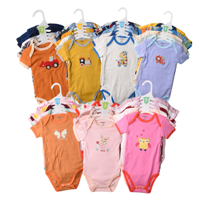 Vestiti per bambini estivi Set <span class=keywords><strong>5</strong></span> pz a manica corta in cotone disegno casuale 3-24m tutina bambino - Product Image 2