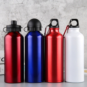 Bouteille d'eau en aluminium à paroi simple Olerd avec logo personnalisé, revêtement en poudre, pour le sport en plein air, avec couvercle DIY et mousqueton d'alpinisme - Product Image 1
