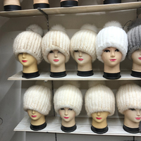 Fabrik Großhandel Frauen Winter warme Nerz Pelz Strick mütze