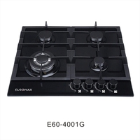 Cuisinière à gaz/plaque de cuisson à 4 brûleurs OEM/ODM 60cm en verre intégré pour la cuisine domestique construite en usine