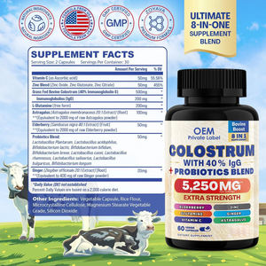 Cápsulas de Calostro Bovino OEM con Probióticos, Saúco, <span class=keywords><strong>Zinc</strong></span>, <span class=keywords><strong>Glutamina</strong></span>, Jengibre y Vitamina C, Suplemento para la Salud Intestinal y la Inmunidad - Product Image 2