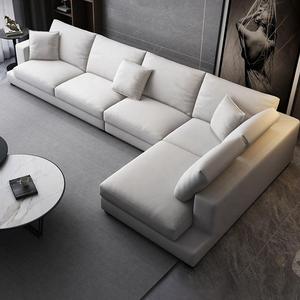 Juego de muebles de sofá de tela minimalista moderno nórdico para sala de estar, sofás seccionales de esquina en forma de <span class=keywords><strong>L</strong></span>, sofá chaise lounge de 3 y 4 plazas - Product Image 2