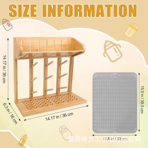 Escurridor de biberones de bambú transfronterizo, colgador de vasos para bebés, escurridor multicapa para productos de bebé - Product Image 4