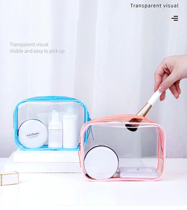 Sac à cosmétiques transparent avec fermeture éclair, petite trousse de maquillage portable pour le voyage, organisateur de beauté en plastique transparent - Product Image 5