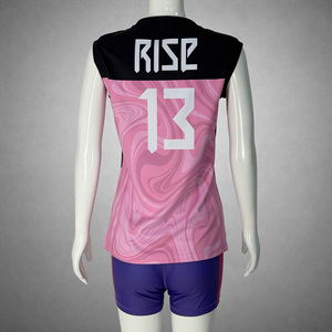 เสื้อกีฬาวอลเลย์บอลแขนกุดสีชมพูสำหรับเด็กผู้หญิง ดีไซน์เองได้ ขายดีที่สุด - Product Image 2