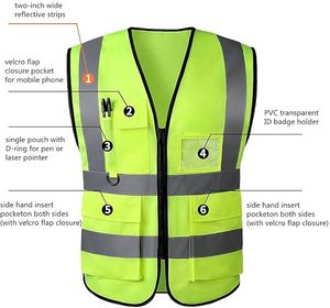 Hi VIS 100% Polyester vải dệt kim phản quang an toàn xây dựng làm việc Áo khoác cho nam giới biểu tượng tùy chỉnh quần áo phản quang - Product Image 2