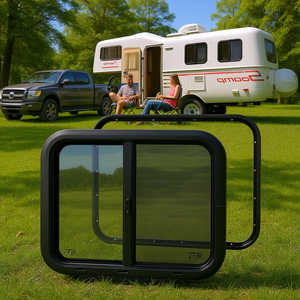 Finestra Scorrevole Oscurata per Camper Veyor 24x20 Pollici Orizzontale con Zanzariera e Anello di Fissaggio, Accessorio Esterno - Product Image 2