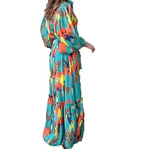 Vestidos Largos de Mujer al por Mayor, Personalizados, OEM, de Alta Calidad, Otoño-Invierno, Nueva Colección, Estampados, con Solapa y Cierre de un Solo Botón - Product Image 3