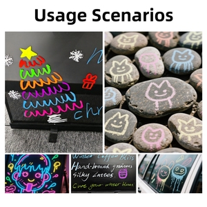 Marqueurs effaçables à <span class=keywords><strong>sec</strong></span> personnalisables avec logo, craie liquide colorée effaçable pour tableau blanc, peinture pour fenêtre et stylos marqueurs de style pinceau oblique - Product Image 6