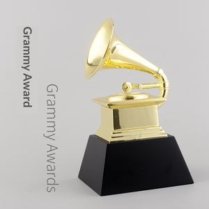 Trophées Grammy 22 cm, récompenses en métal de haute qualité, alliage de zinc doré, <span class=keywords><strong>trompette</strong></span> musicale, souvenirs, trophée Grammy personnalisé - Product Image 3