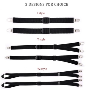 <span class=keywords><strong>Tirantes</strong></span> de cuero genuino suave negro Jacquard I Y estilo estribo antideslizante camisa elástica ajustable Stay Foot Loops Clips para ropa - Product Image 2