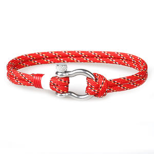 Bracciale da uomo con gancio per pesci in acciaio inossidabile con corda di Nylon colorata, bracciale con bracciale a treccia - Product Image 2