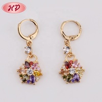 Aretes al Por Mayor de Moda Moderna para Mujer Bañados en Oro de 18K con Cristal de Zircón, Joyería para Mujeres y Chicas, Aretes de Lujo