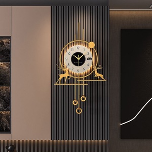 Reloj de Pared Moderno Grande con Luz Nocturna LED, 96x51.5cm, Diseño de Ciervo Metálico Decorativo, Dorado, Directo de Fábrica - Product Image 2