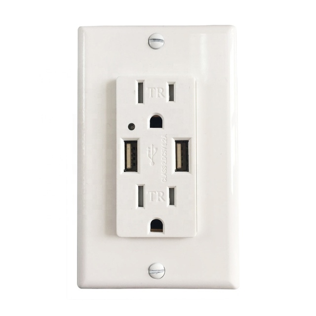 For UL Listed 15 Amp Wall Socket Dual USB Port 3.6A USB Outlet Receptacle Ports USB Outlet High Power Receptacle Dual Wall