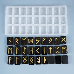 批发DIY手工3D符文符号能量符文文字字母硅胶树脂模具